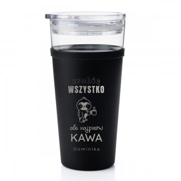 Kubek szklany Morea - 428ml - Zrobię wszystko, ale najpierw kawa - KUB043