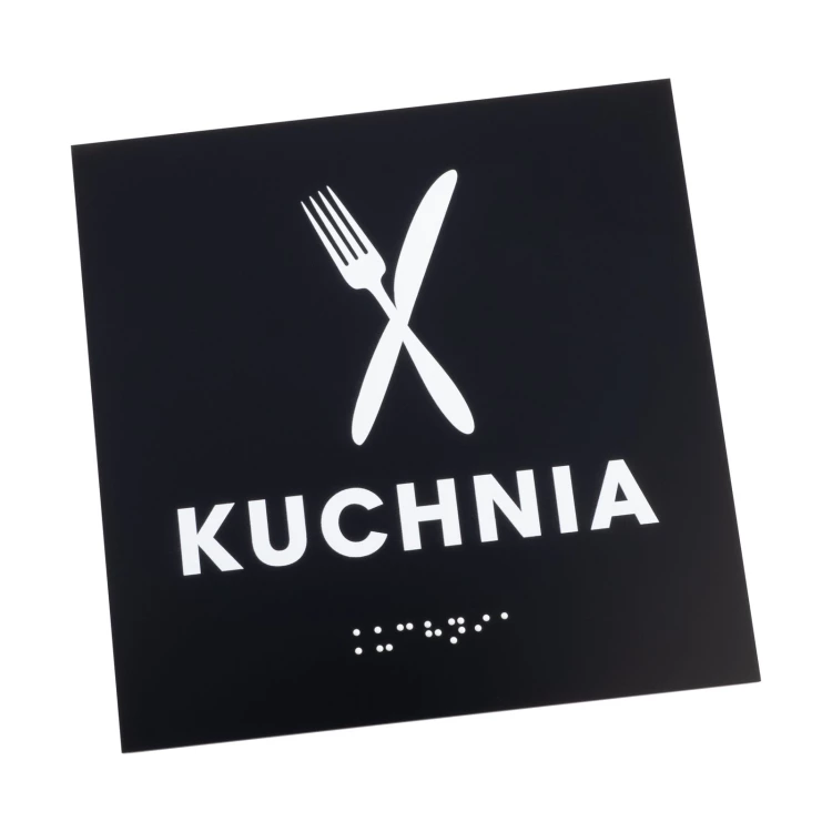 Kuchnia - tabliczka z czarnego matowego akrylu - wym. 150x150mm - TAB577