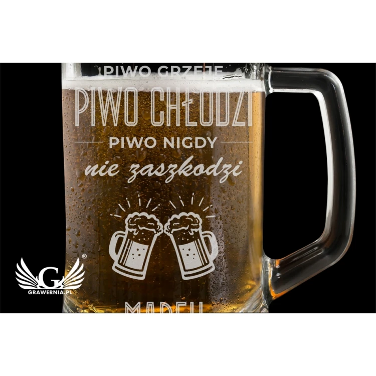 Kufel na piwo z grawerem - Piwo dobre na wszystko - KUF008