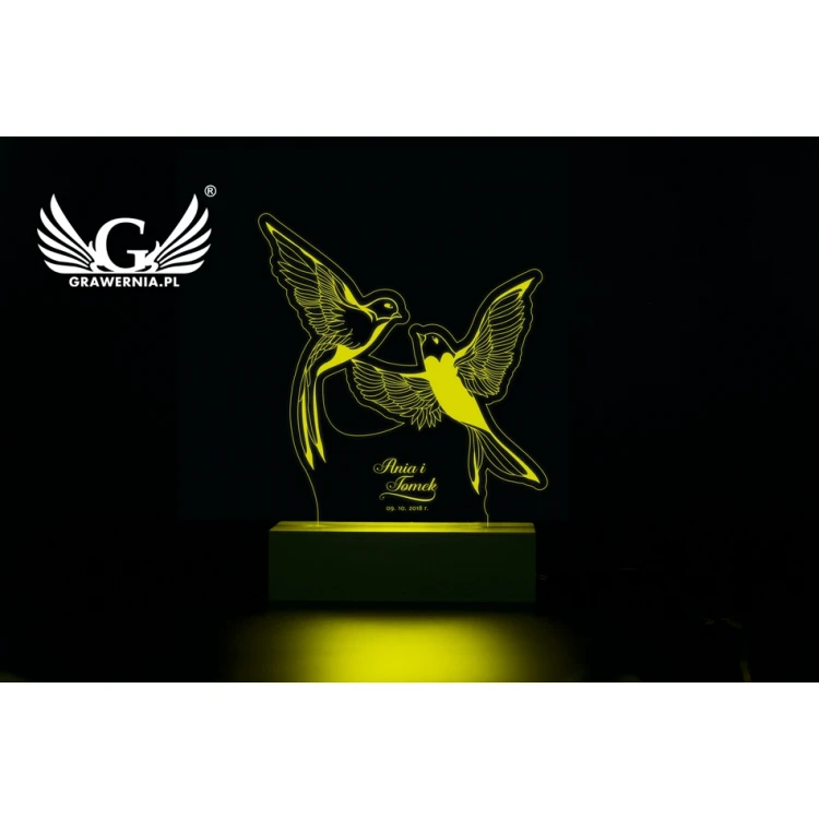 Lampa LED RGB sterowana z pilota - Prezent dla Pary Młodej - L3D004