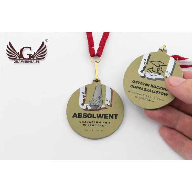 Medale metalowe dla absolwentów - cyfrowy druk UV - średnica 50mm - MGR080