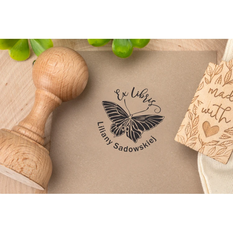Stempel Ex Libris do odbijania w tuszu - Motyl - średnica gryfu 40mm - EX005