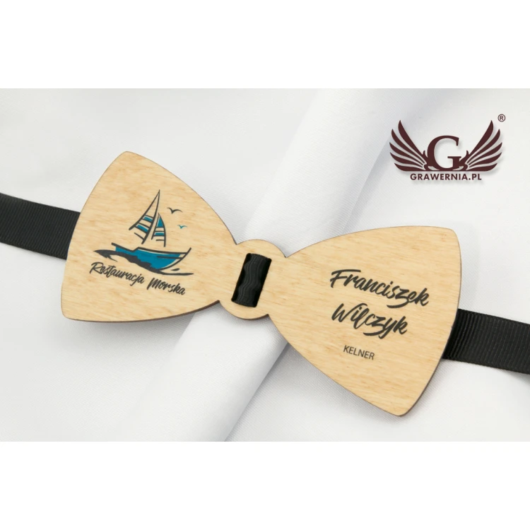 Mucha z drewna identyfikator - kolorowy druk UV - MDR002