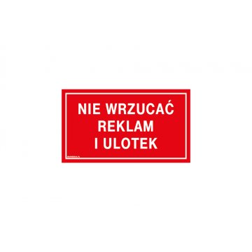 Nie wrzucać reklam i ulotek - tabliczka wym. 210x120mm - PVC - kolorowy druk UV - TAB180