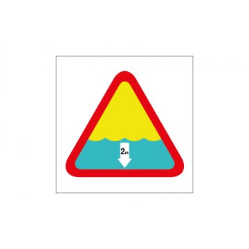 Niebezpieczna głębokość wody - tabliczka na basen lub kąpielisko wym. 420x420mm - PVC - druk UV - TAB229