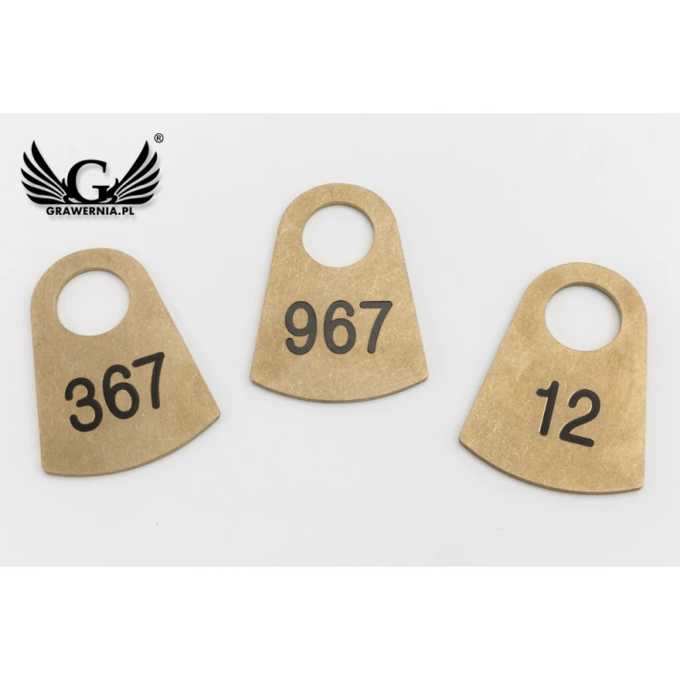 Numerki do szatni z mosiądzu - Harold Gold gr. 2mm - wym: 47x65mm - BMZ009