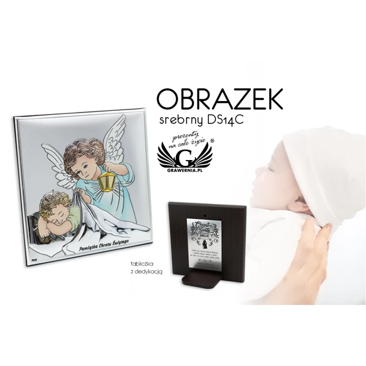 Obrazek srebrny Twój Anioł Stróż 11x11 cm - DS14/2C