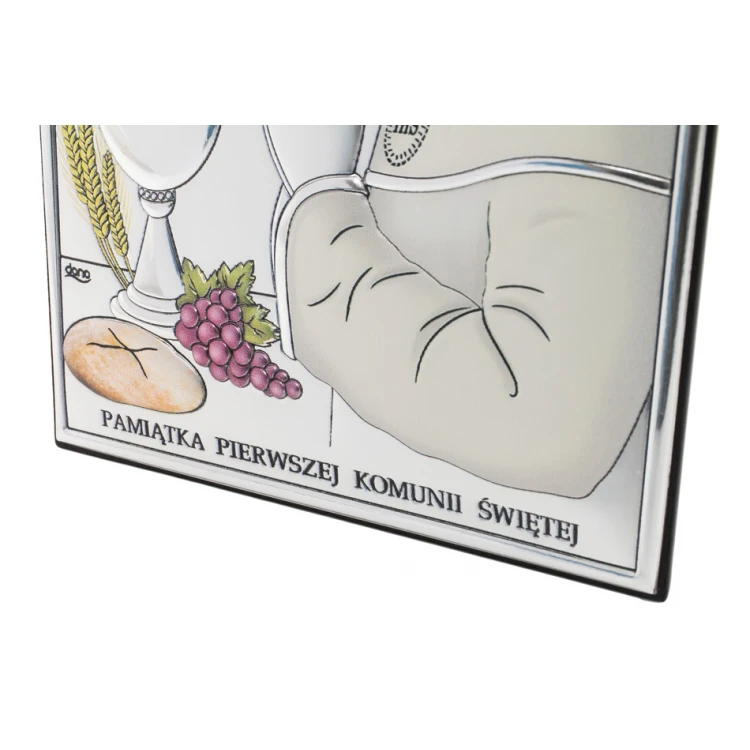 Obrazek srebrny Pamiątka Pierwszej Komunii Świętej dla chłopca wym. 10x14cm - DS04/2CO