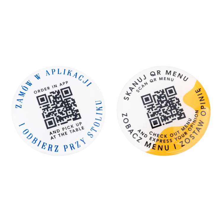 Okrągłe menu z kodem QR - tworzywo HIPS z domingiem - wym. 50mm - MEN026