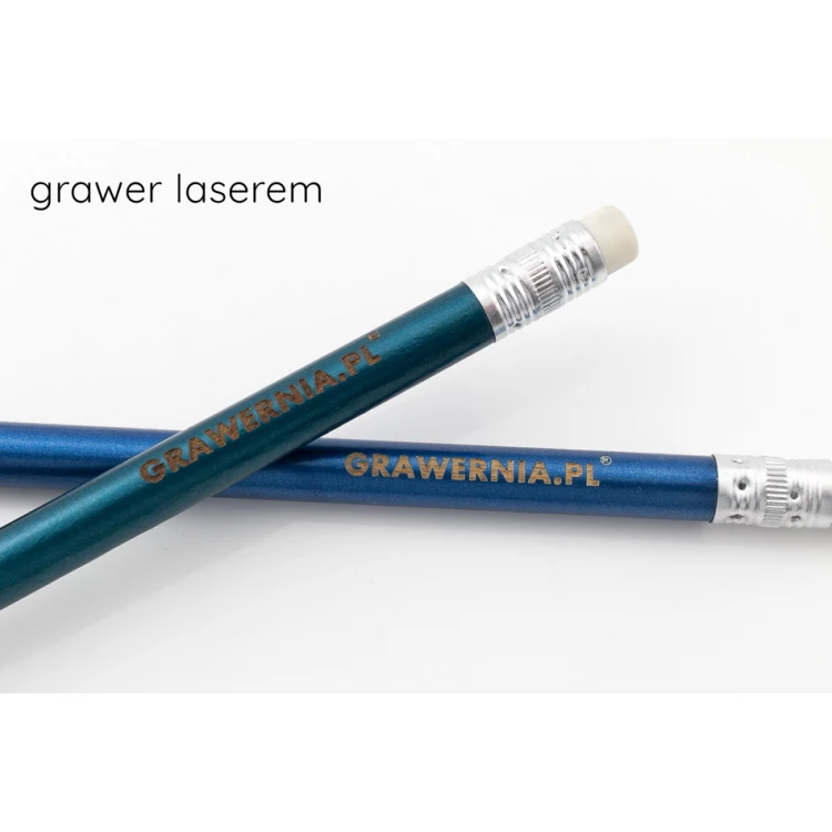 Ołówki drewniane z gumką z grawerem lub nadrukiem UV - Metalic - OW002