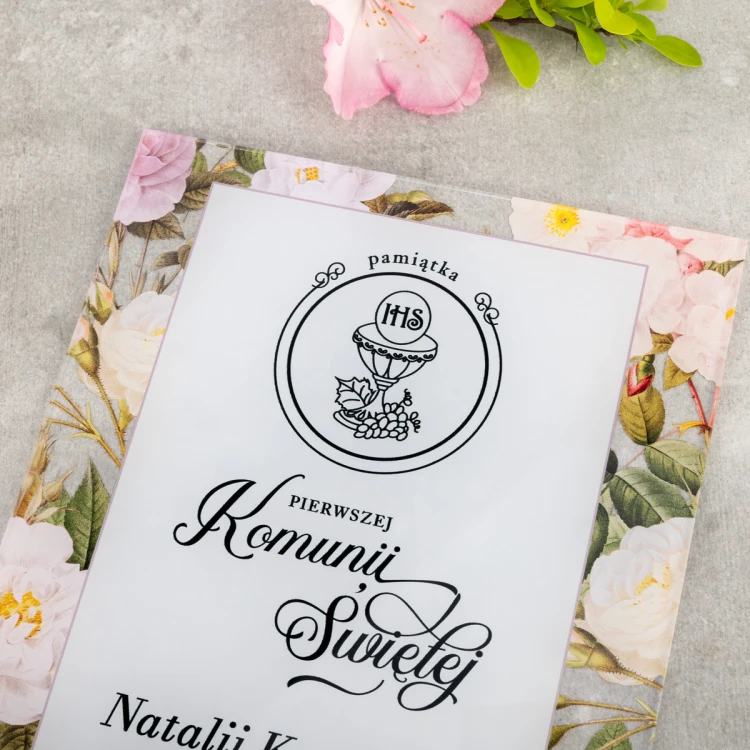 Pamiątka Pierwszej Komunii Świętej z plexi - druk UV - KOM022