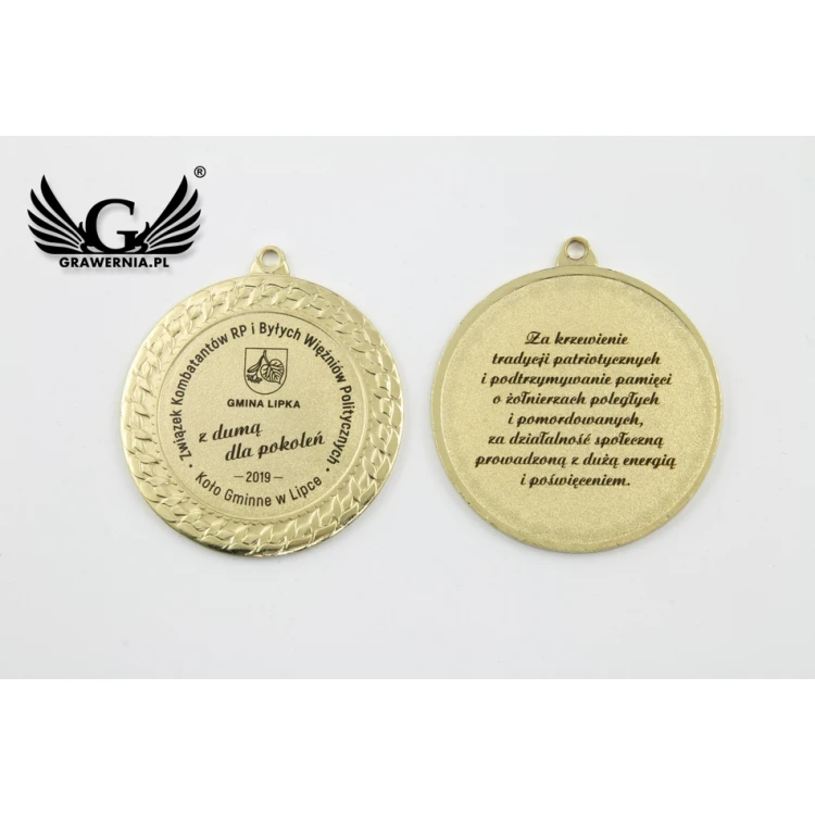 Medal grawerowany w drewnianej kasetce - średnica 70mm - MGR089