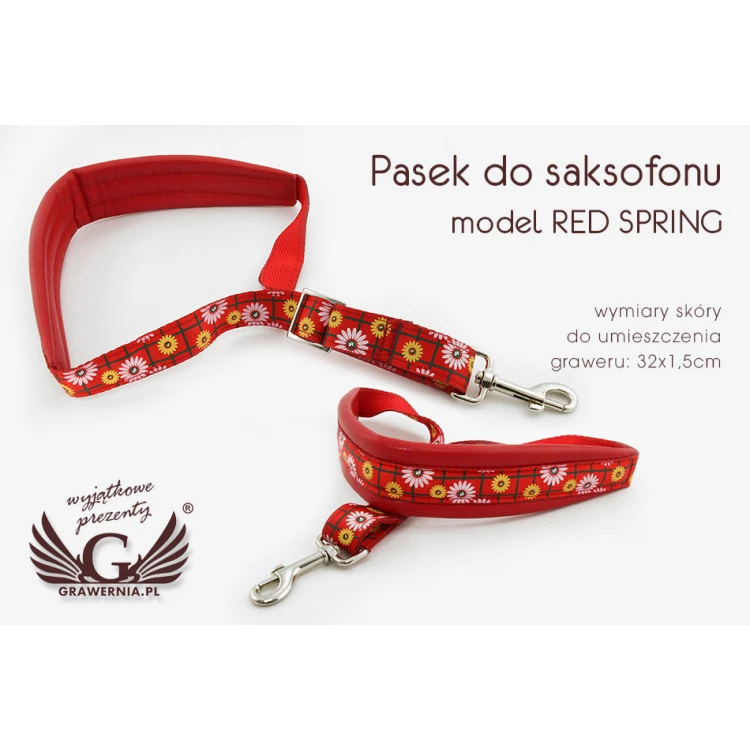 PASEK DO SAKSOFONU czerwony - model Red Spring - wersja Komfort - PDS32