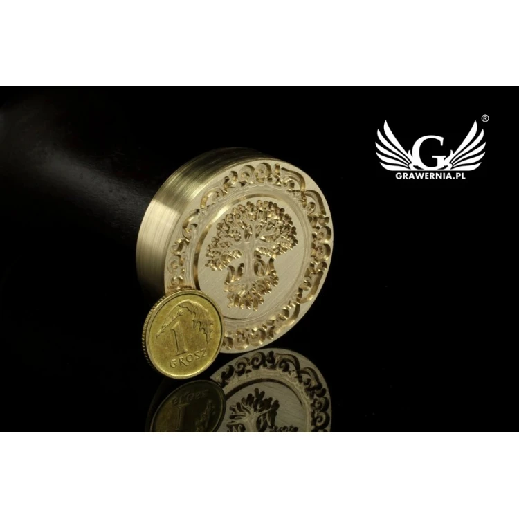 Stempel do odbijania w laku - CNC - średnica 35mm, grawer wklęsły