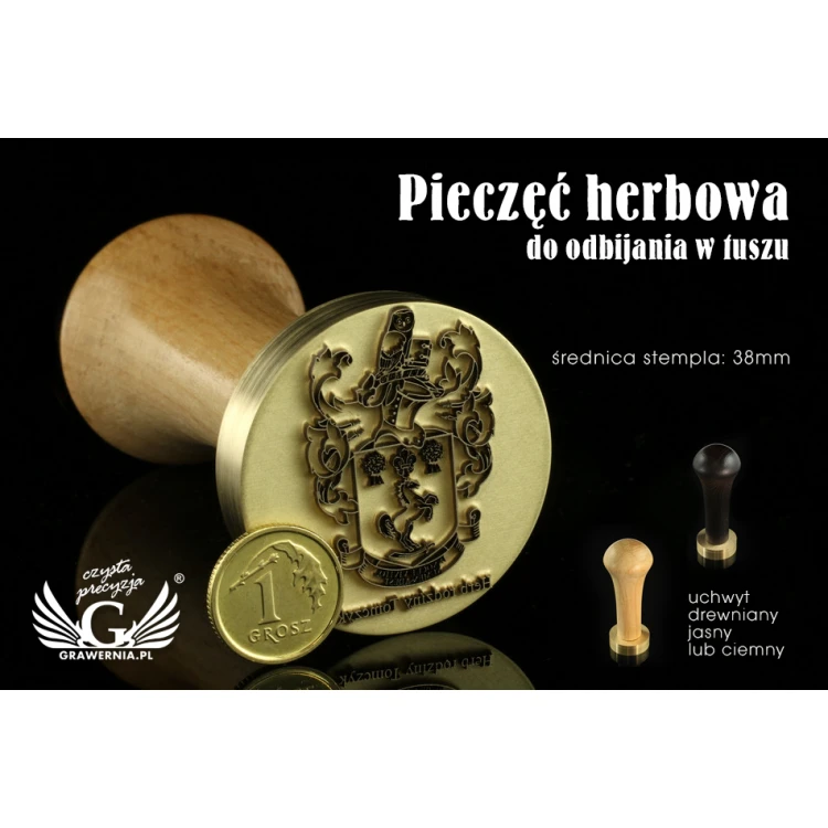 Pieczęć herbowa do odbijania tuszem - średnica 38mm