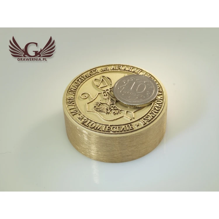 PIECZĘĆ PARAFII - mosiądz średnica 36mm głębokość graweru około 0,4mm