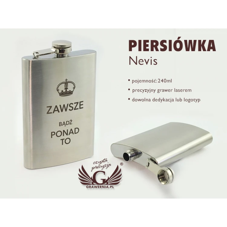 Piersiówka stalowa Nevis z grawerem - 240ml 