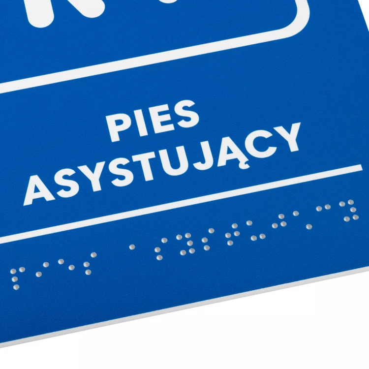 Pies asystujący - tabliczka z pismem Braille - wym. 140x205mm - PCW twarde - TAB481