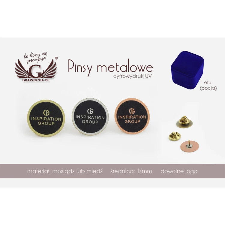 Pinsy metalowe z Twoim logo - średnica: 17mm - PS023