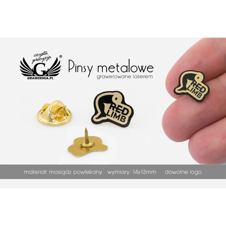 Pinsy metalowe z Twoim logo - wymiary: 14x13mm - PS038