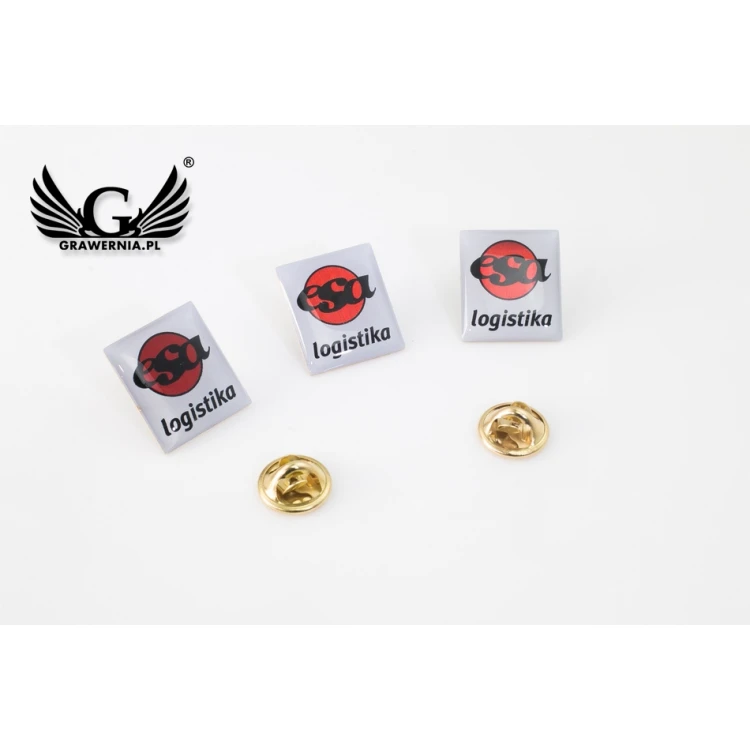 Pinsy z mosiądzu srebrzonego - wypukłe 3D doming - dowolne logo - PWD003