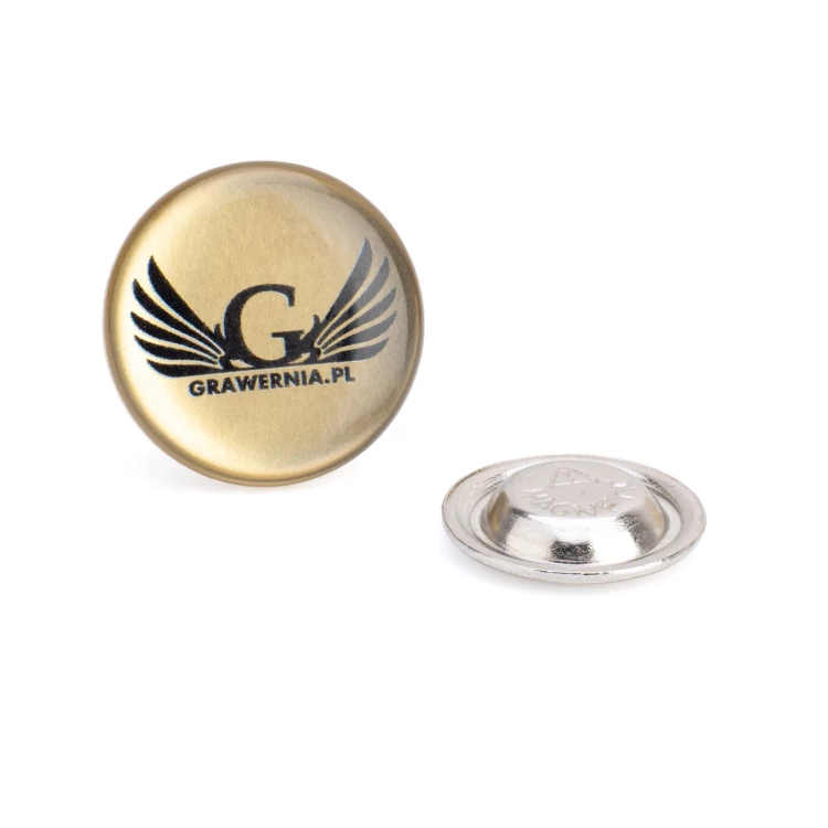 Pinsy z mosiądzu surowego - wypukłe 3D doming - dowolne logo - PWD031