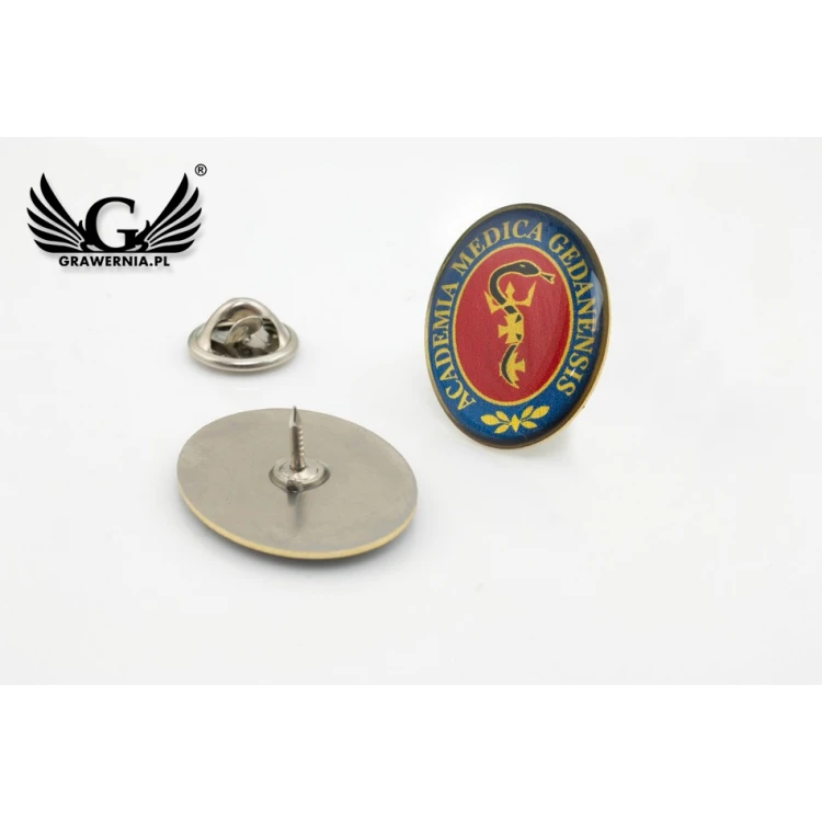 Pinsy z mosiądzu - wypukłe 3D doming - dowolne logo - PWD015