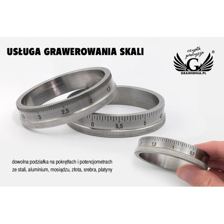 Podziałka - usługa grawerowania skali na pierścieniach z metalu 