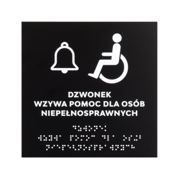 Pomoc dla osób niepełnosprawnych - tabliczka z czarnego matowego akrylu - wym. 150x150mm - TAB575
