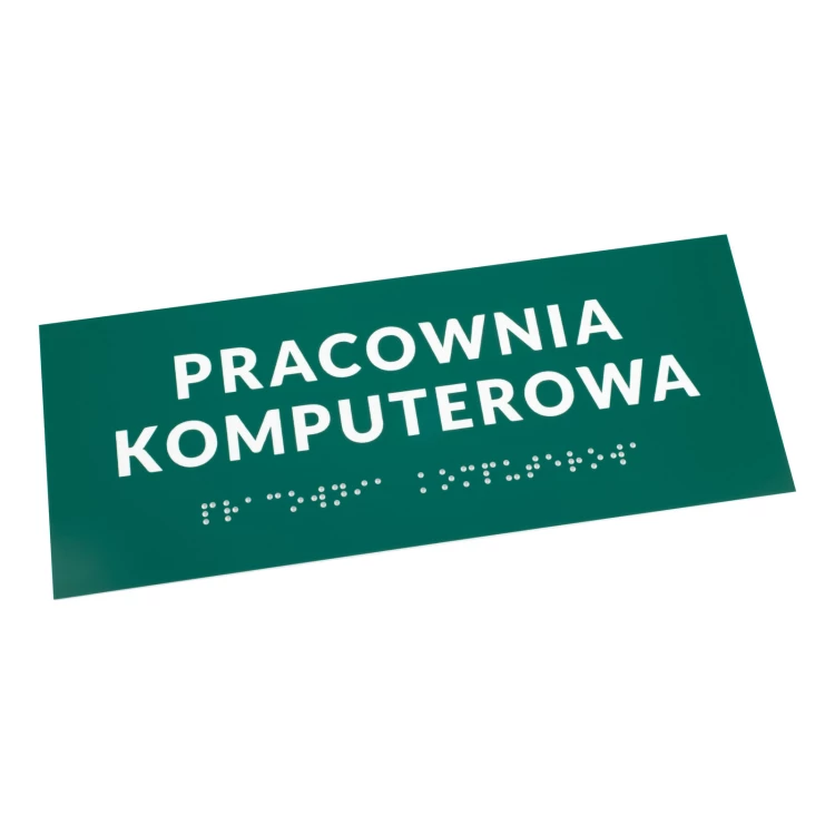 Pracownia komputerowa - tabliczka na drzwi lub ścianę z pismem Braille'a - wym. 200x80mm - TAB565