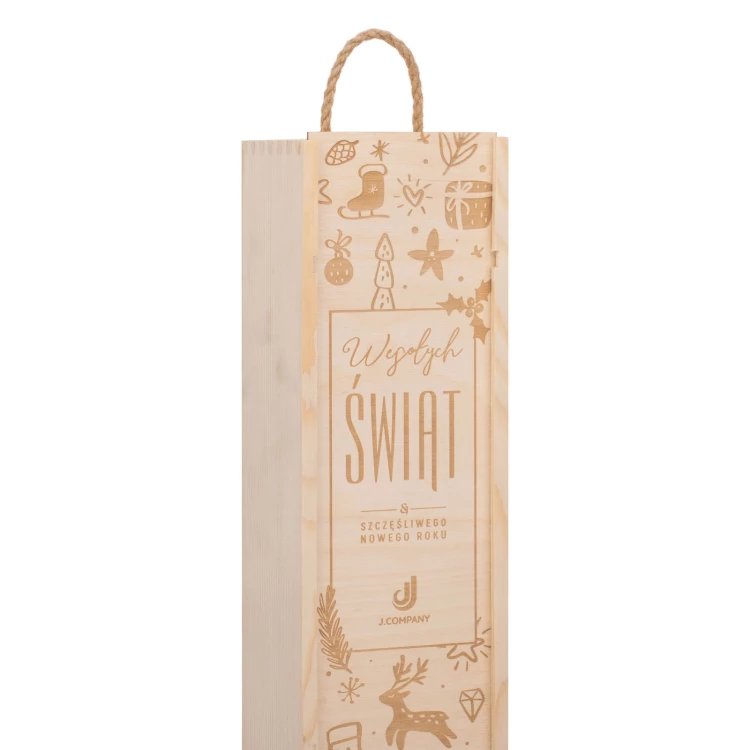 Prezent świąteczny z Twoim logo - drewniana skrzynka na alkohol - wym. 110x360mm - SK091