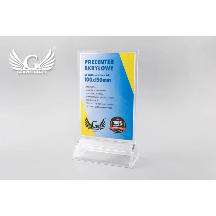 Stojak, ekspozytor plastikowy na kartkę o wym. 100x150mm - model PR017
