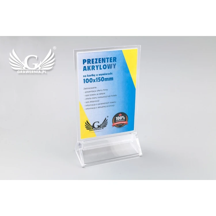 Stojak, ekspozytor plastikowy na kartkę o wym. 100x150mm - model PR017