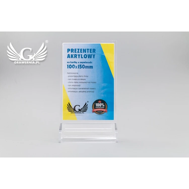 Stojak, ekspozytor plastikowy na kartkę o wym. 100x150mm - model PR017