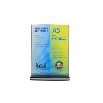 Prezenter akrylowy na kartkę A5 PION (210x148mm) - model PR012
