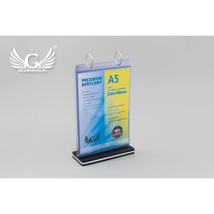 Stojak, ekspozytor z obrotowymi koszulkami - wym. 148x210mm (A5) - model PR022