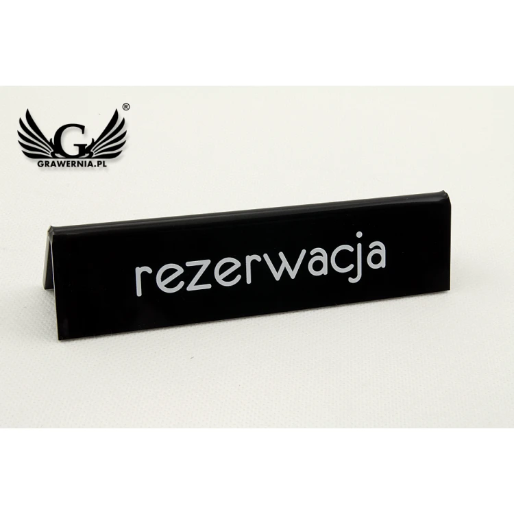 Rezerwacja - stojak na stoliki - wym. 140x35mm - czarny akryl - REZ005