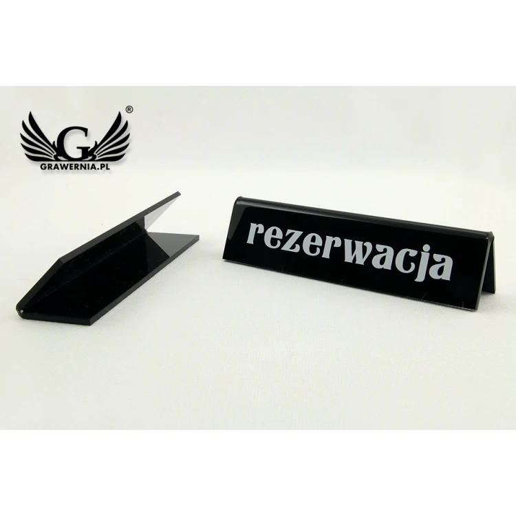 Rezerwacja - stojak na stoliki - wym. 140x35mm - czarny akryl - REZ005