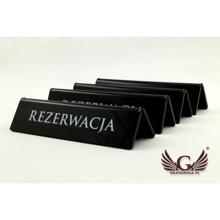 Rezerwacja - stojak na stoliki - wym. 140x35mm - czarny akryl - REZ005