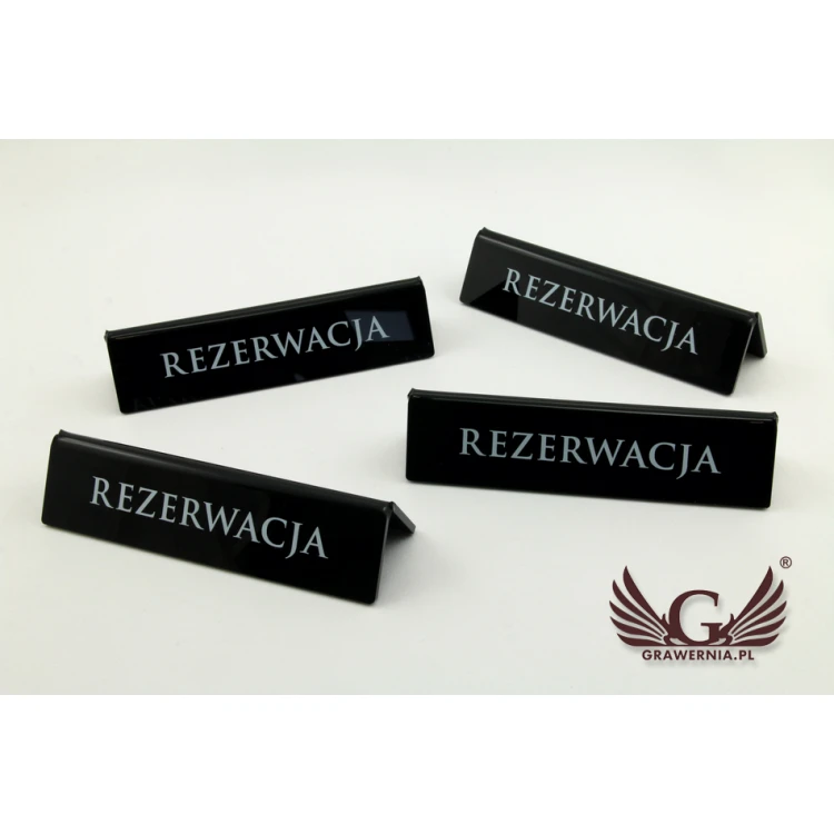 Rezerwacja - stojak na stoliki - wym. 140x35mm - czarny akryl - REZ005