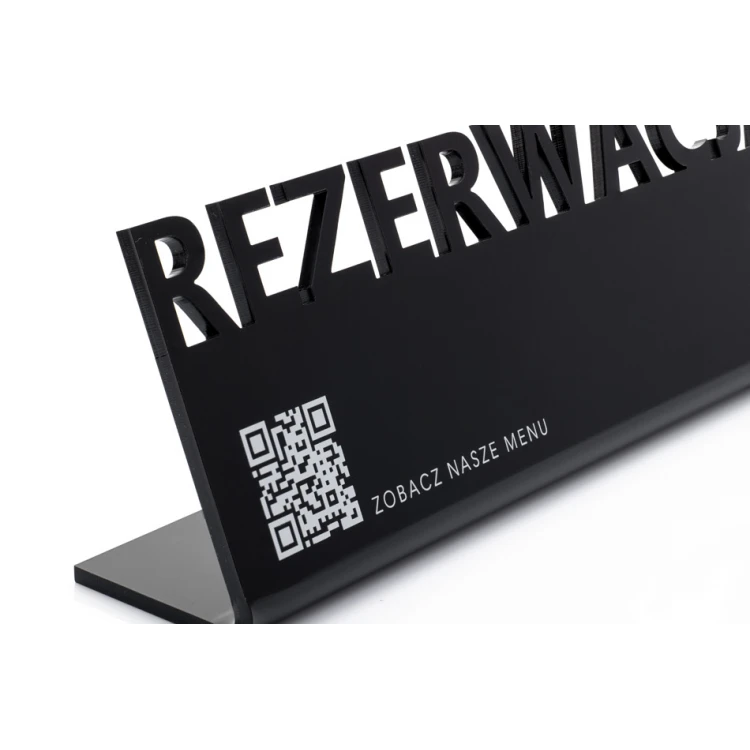 Rezerwacja - stojak na stoliki - wym. 197x63mm - plexi czarna błysk - REZ016