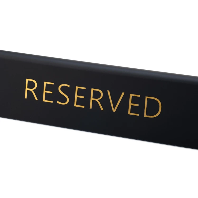 Rezerwacja - stojak na stoliki - wym. 150x45mm - czarny mat złote litery - REZ017