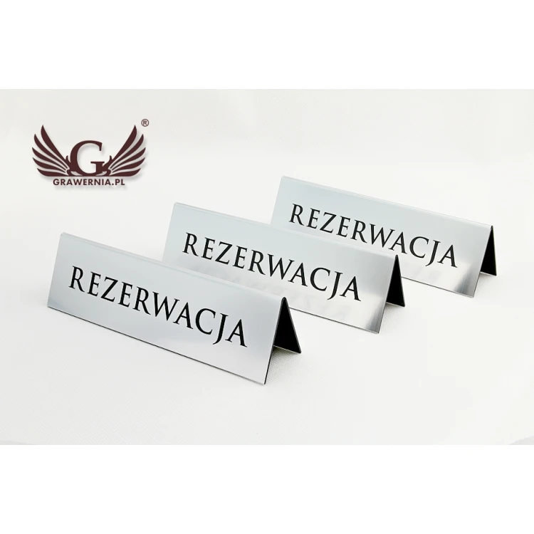 Rezerwacja - stojaki na stoliki 195x55mm SILVER - REZ004