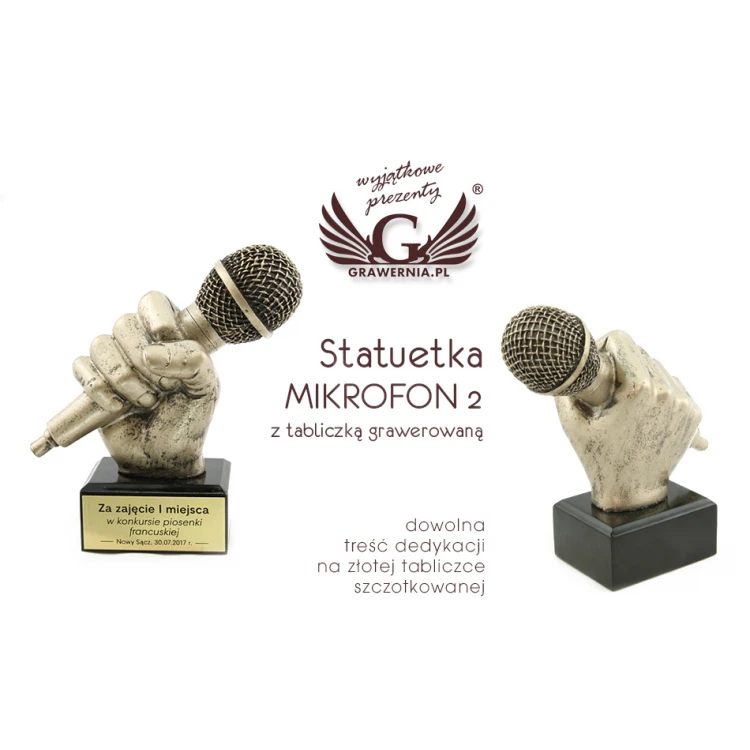 Statuetka Mikrofon 2 - atrakcyjna figurka odlewana - wysokość 13,5cm - FOL024