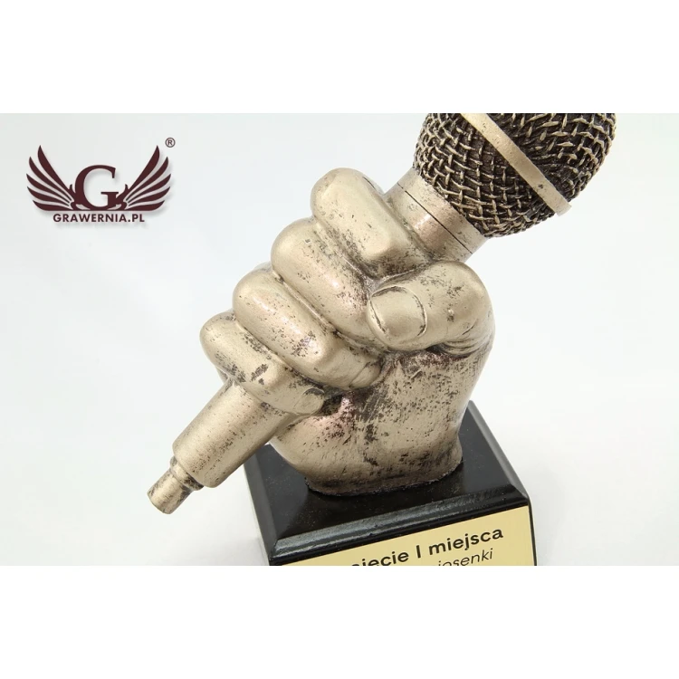 Statuetka Mikrofon 2 - atrakcyjna figurka odlewana - wysokość 13,5cm - FOL024