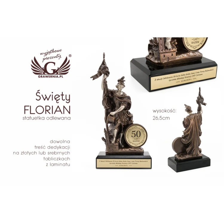 Statuetka Święty Florian - patron strażaków - wysokość 26,5cm - FOL035