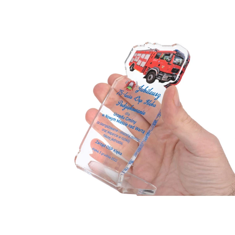 Statuetka z plexi - OSP 2 - dowolna fotografia - model DTA078 - wys. 13cm