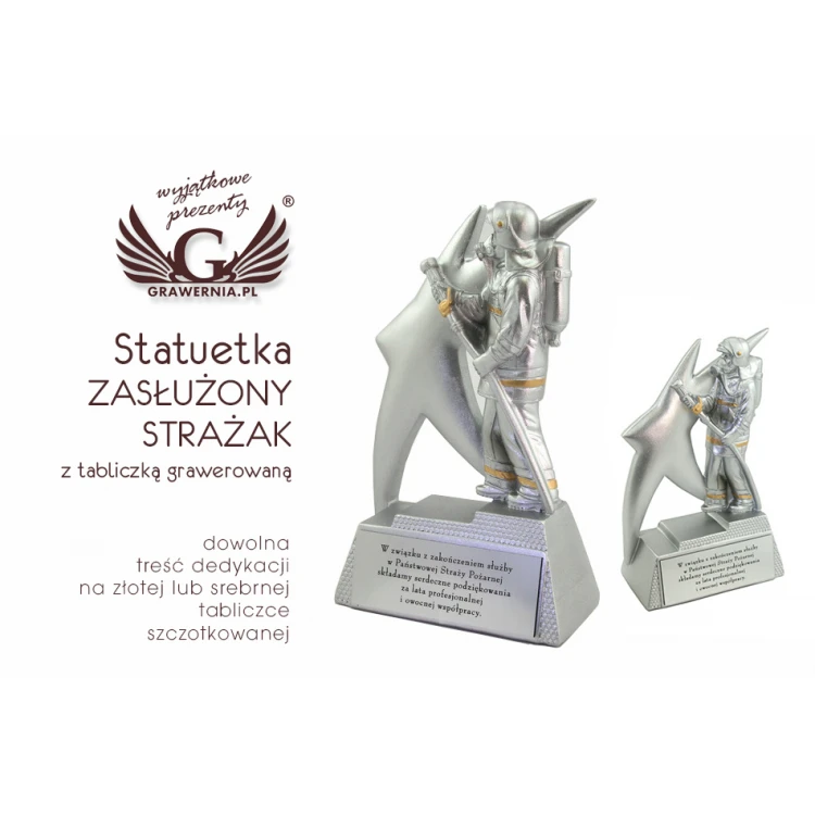 Statuetka ZASŁUŻONY STRAŻAK - atrakcyjna figurka odlewana - wysokość 16cm