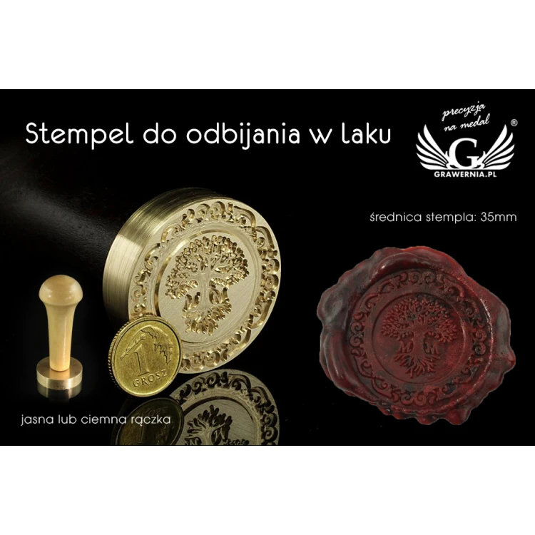 Stempel do odbijania w laku - CNC - średnica 35mm, grawer wklęsły