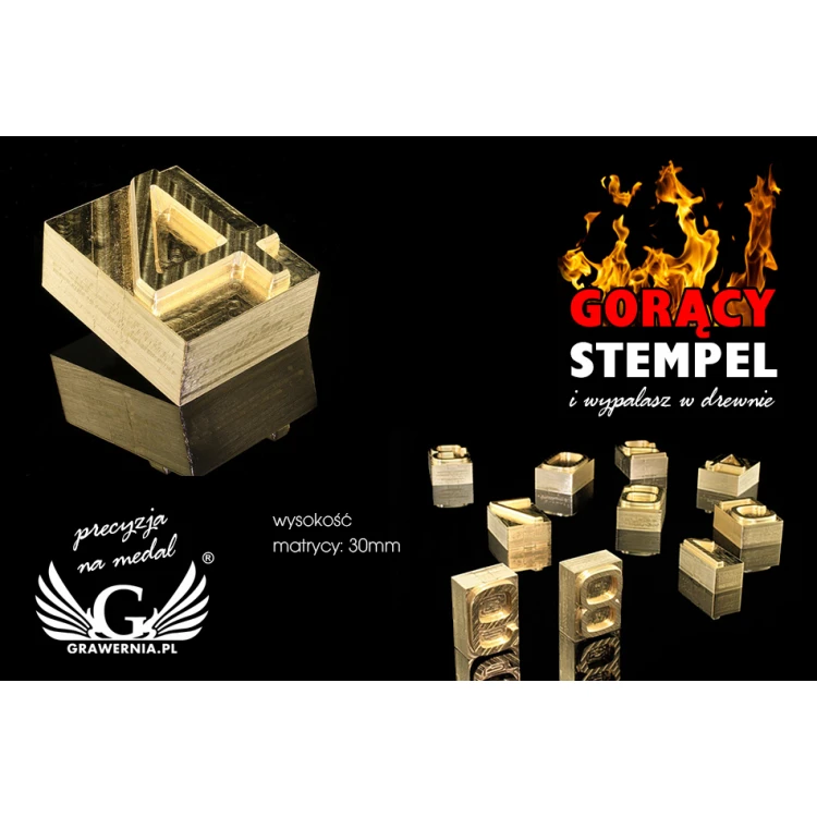 Stempel do wyciskania logotypu na gorąco i zimno - CYFRY - wysokość matrycy: 30mm -  CNC 